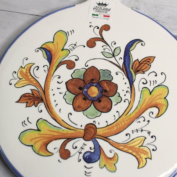 Azzurra Ceramiche Trivet Cheese Board Ceramic Made in Italy Ceramica Cuore - Picture 3 of 4